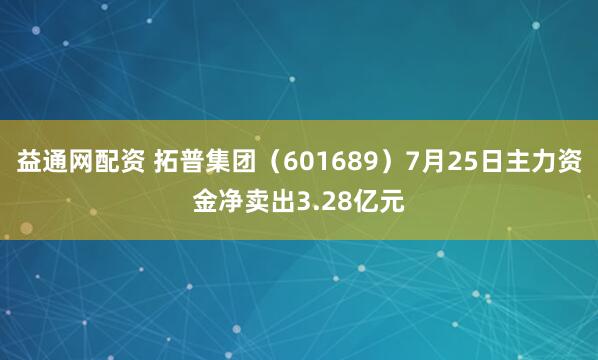 益通网配资 拓普集团（601689）7月25日主力资金净卖出3.28亿元