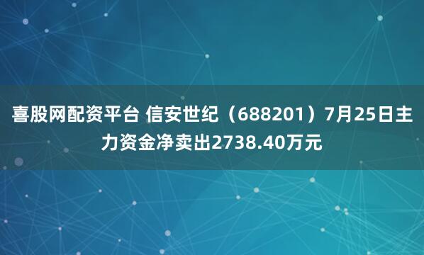 喜股网配资平台 信安世纪（688201）7月25日主力资金净卖出2738.40万元