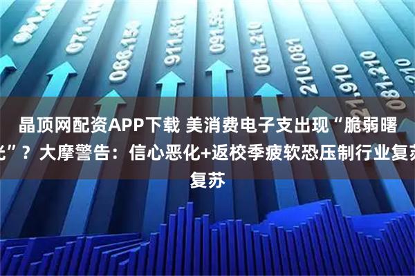 晶顶网配资APP下载 美消费电子支出现“脆弱曙光”？大摩警告：信心恶化+返校季疲软恐压制行业复苏