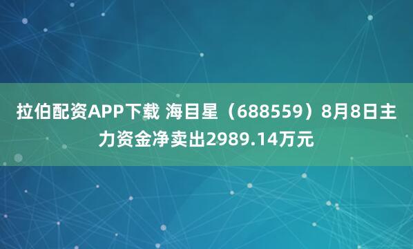 拉伯配资APP下载 海目星（688559）8月8日主力资金净卖出2989.14万元