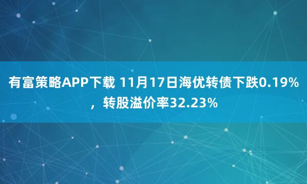 有富策略APP下载 11月17日海优转债下跌0.19%,转股溢价率32.23%